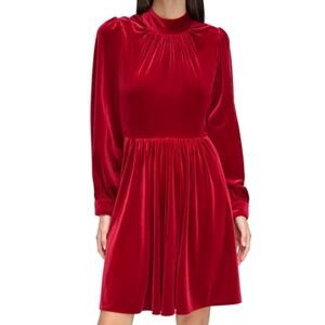 Calvin Klein Women's Velvet Mock-Neck A-Line Dress
